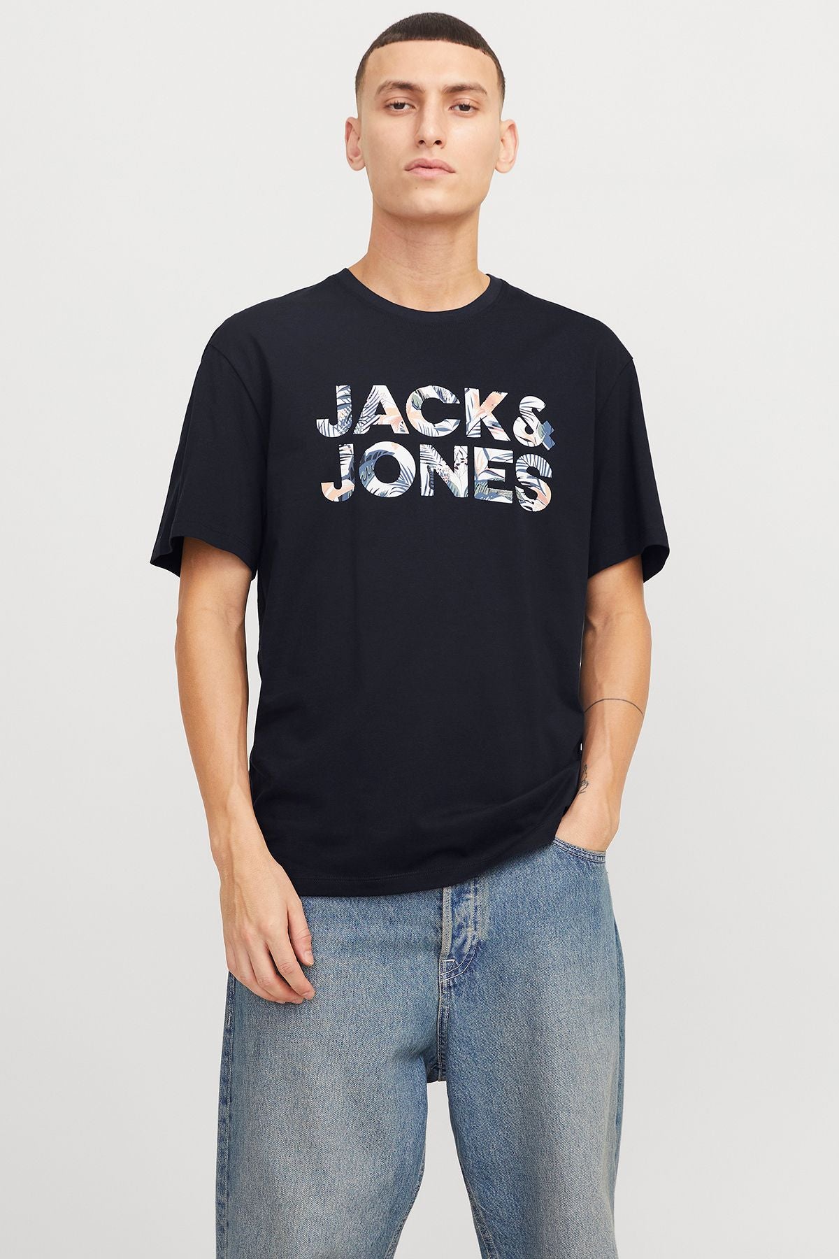 JACK JONES Erkek Lacivert Pamuklu Tişört 12268127