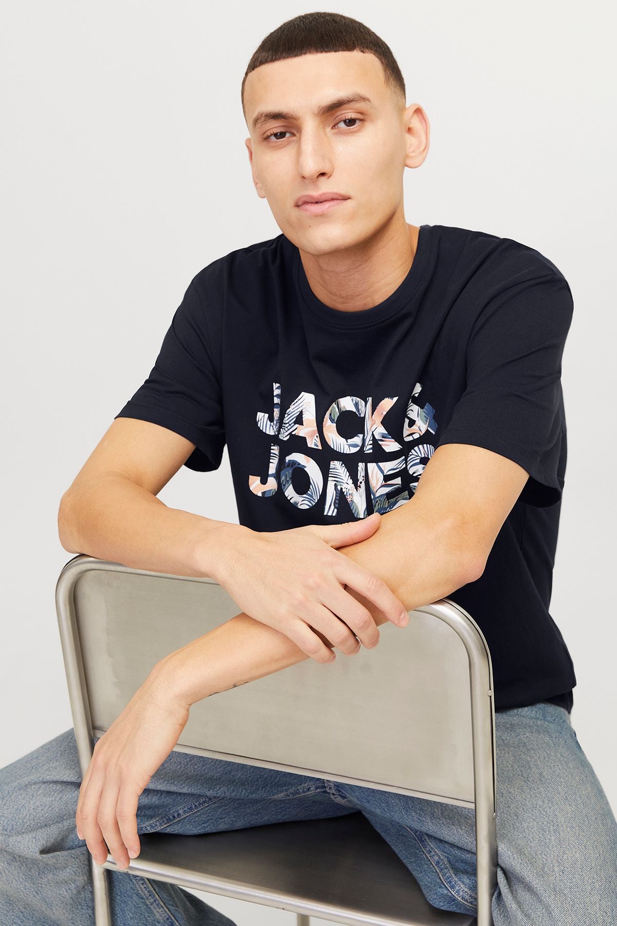 JACK JONES Erkek Lacivert Pamuklu Tişört 12268127