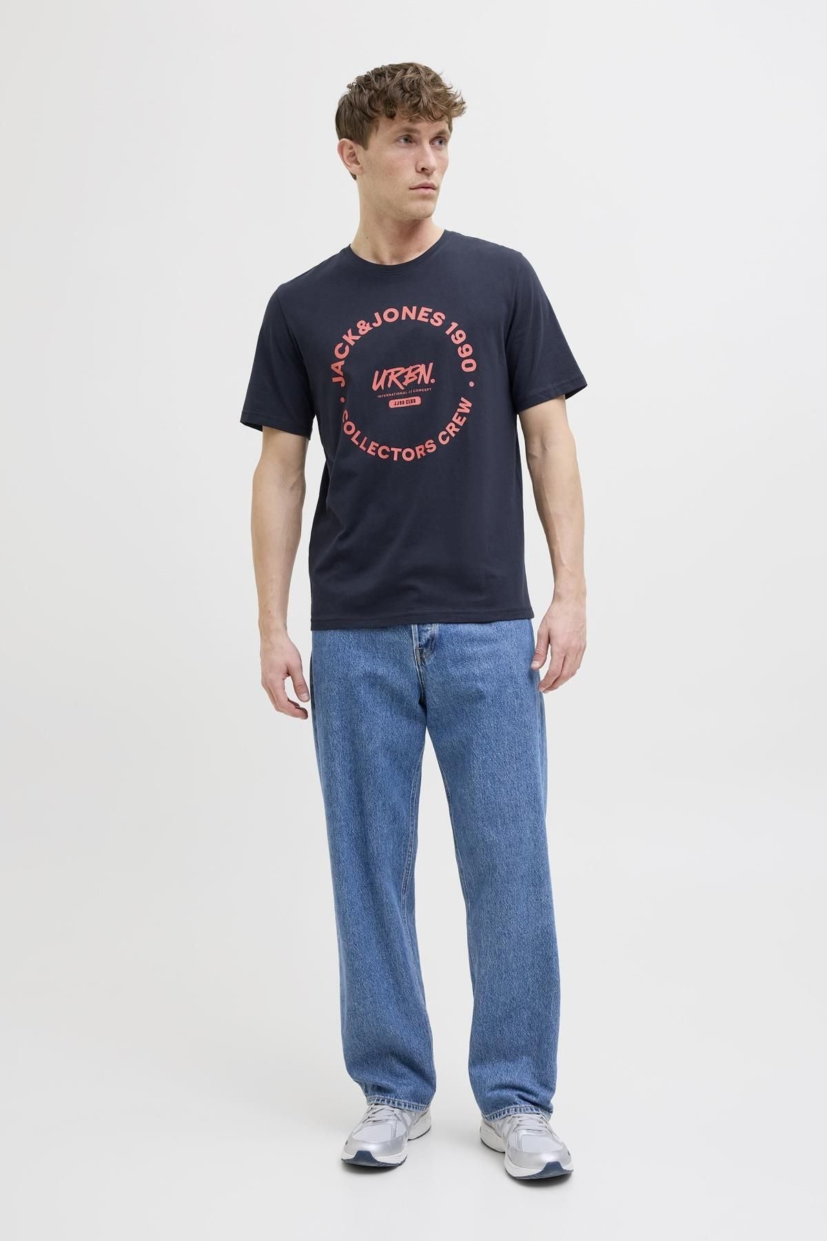JACK JONES Erkek Lacivert Pamuklu Tişört 12269280