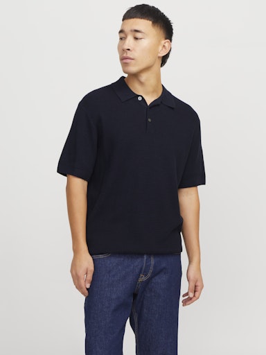 JACK JONES Erkek Lacivert Polo Yaka Kısa Kollu Tişört 12271483
