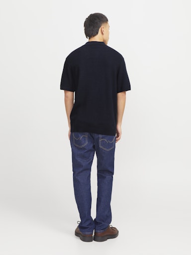 JACK JONES Erkek Lacivert Polo Yaka Kısa Kollu Tişört 12271483