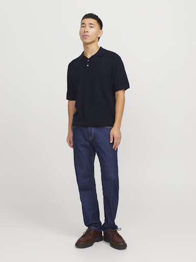 JACK JONES Erkek Lacivert Polo Yaka Kısa Kollu Tişört 12271483