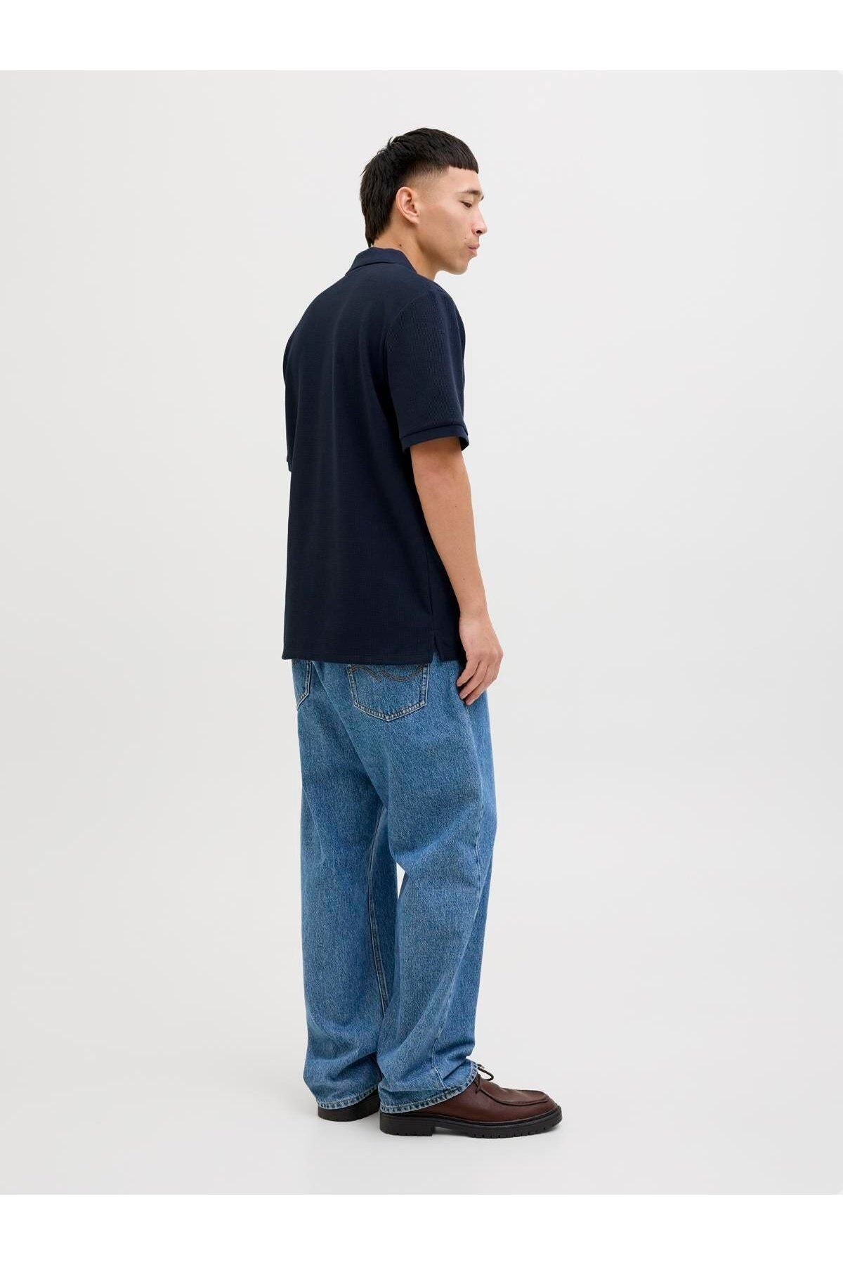 JACK JONES Erkek Lacivert Polo Yaka Kısa Kollu Tişört 12279177