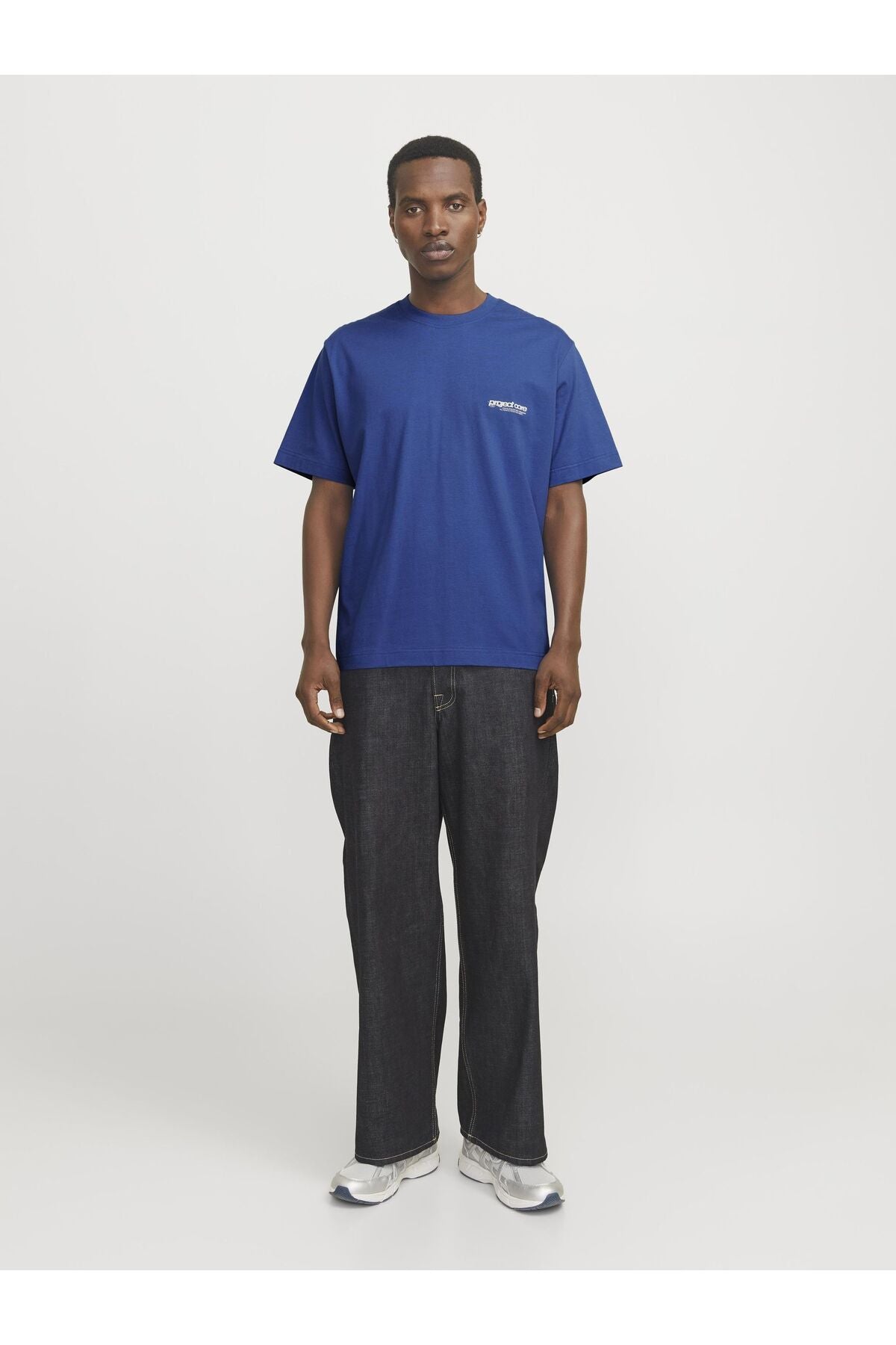 JACK JONES Erkek Mavi Baskılı Tişört 12273442