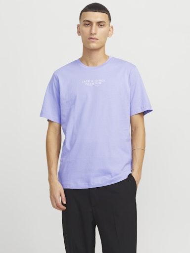 JACK JONES Erkek Menekşe Pamuklu Tişört 12217167
