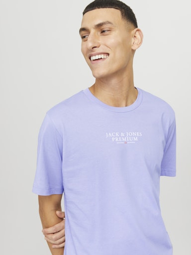 JACK JONES Erkek Menekşe Pamuklu Tişört 12217167