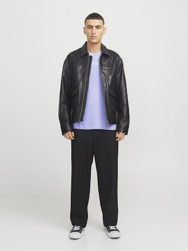 JACK JONES Erkek Menekşe Pamuklu Tişört 12217167