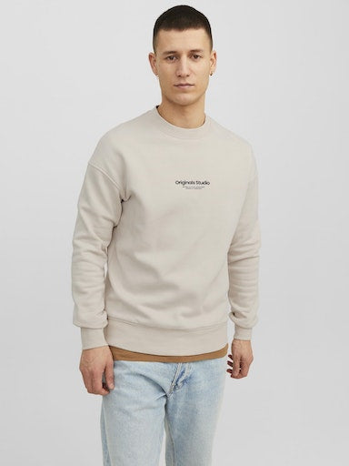 Jack Jones Erkek Moonbeam Bisiklet Yaka Bej Sweatshirt 12241694BJ