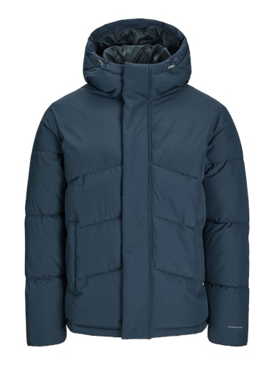 Jack Jones Erkek  Nautical Mavi Kapüşonlu Rüzgar Geçirmez Şişme Mont 12259850M