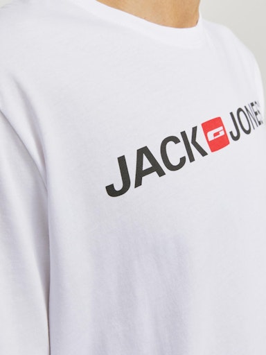 Jack Jones Erkek Pamuklu Beyaz Bisiklet Yaka Tişört 12137126