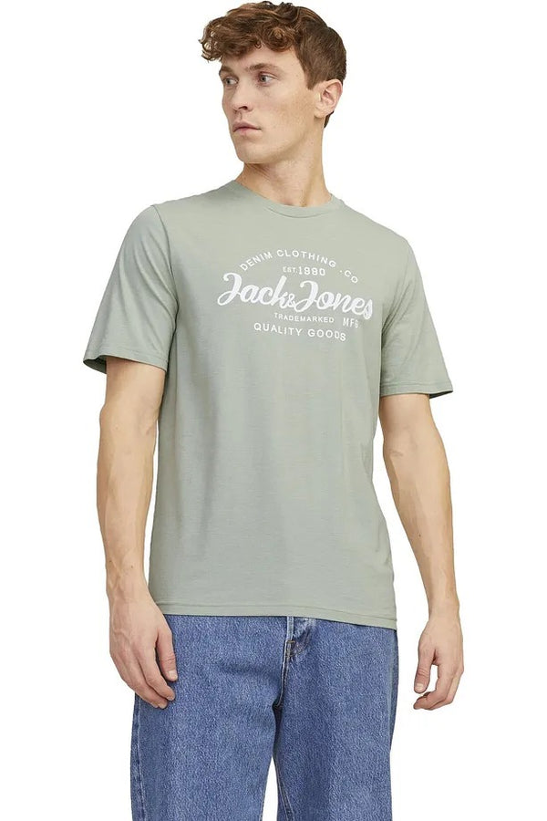 Jack Jones Erkek Pamuklu Beyaz Bisiklet Yaka Tişört 12247972