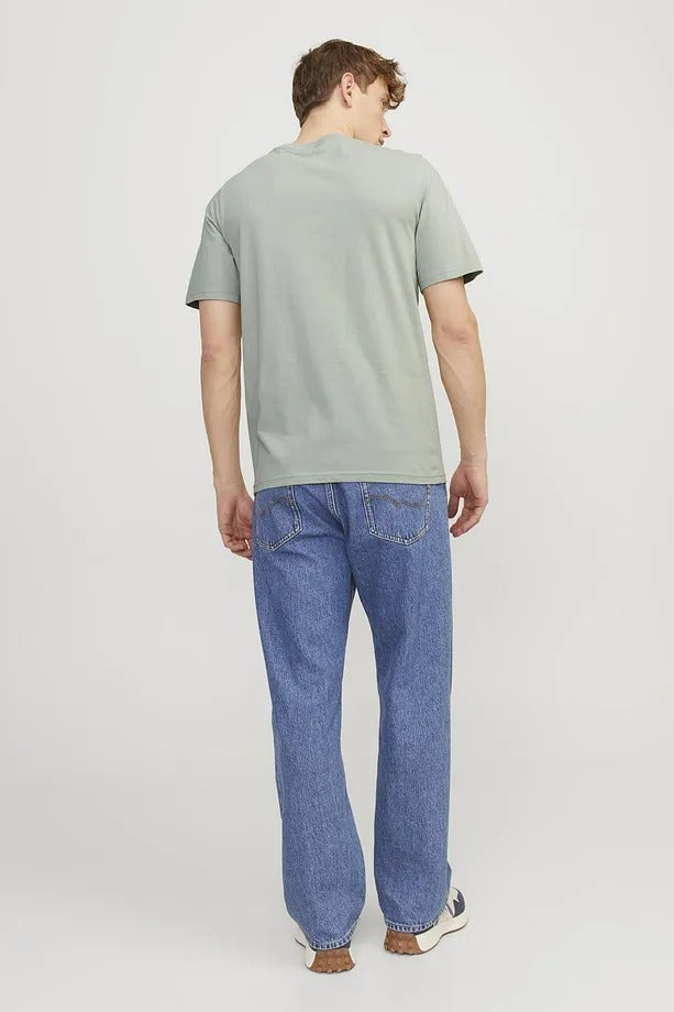 Jack Jones Erkek Pamuklu Beyaz Bisiklet Yaka Tişört 12247972