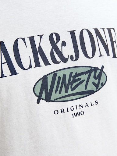 Jack Jones Erkek Pamuklu Beyaz Bisiklet Yaka Tişört 12250411