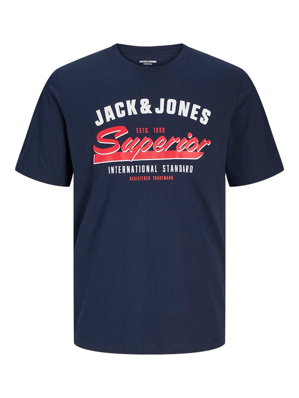 Jack Jones Erkek Pamuklu Beyaz Bisiklet Yaka  Tişört 12268267