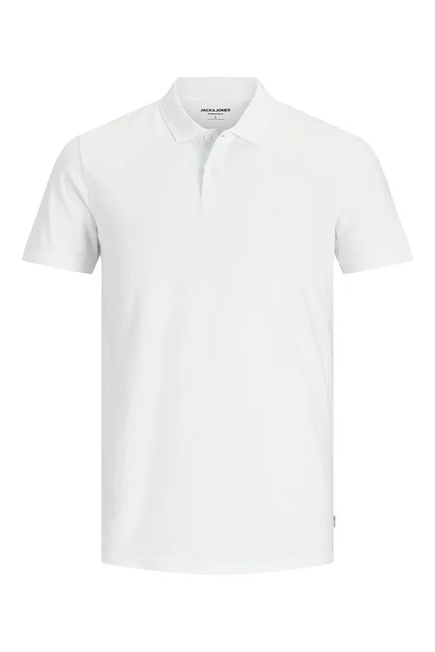 Jack Jones Erkek Pamuklu Beyaz Polo Yaka Tişört 12136516