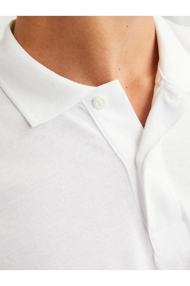 Jack Jones Erkek Pamuklu Beyaz Polo Yaka Tişört 12136516