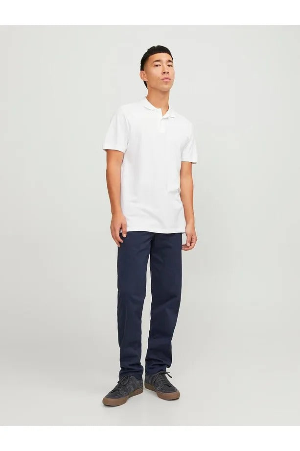 Jack Jones Erkek Pamuklu Beyaz Polo Yaka Tişört 12136516