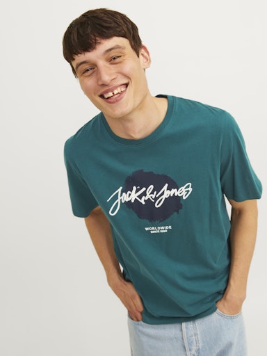 Jack Jones Erkek Pamuklu Lacivert Bisiklet Yaka Tişört 12256774