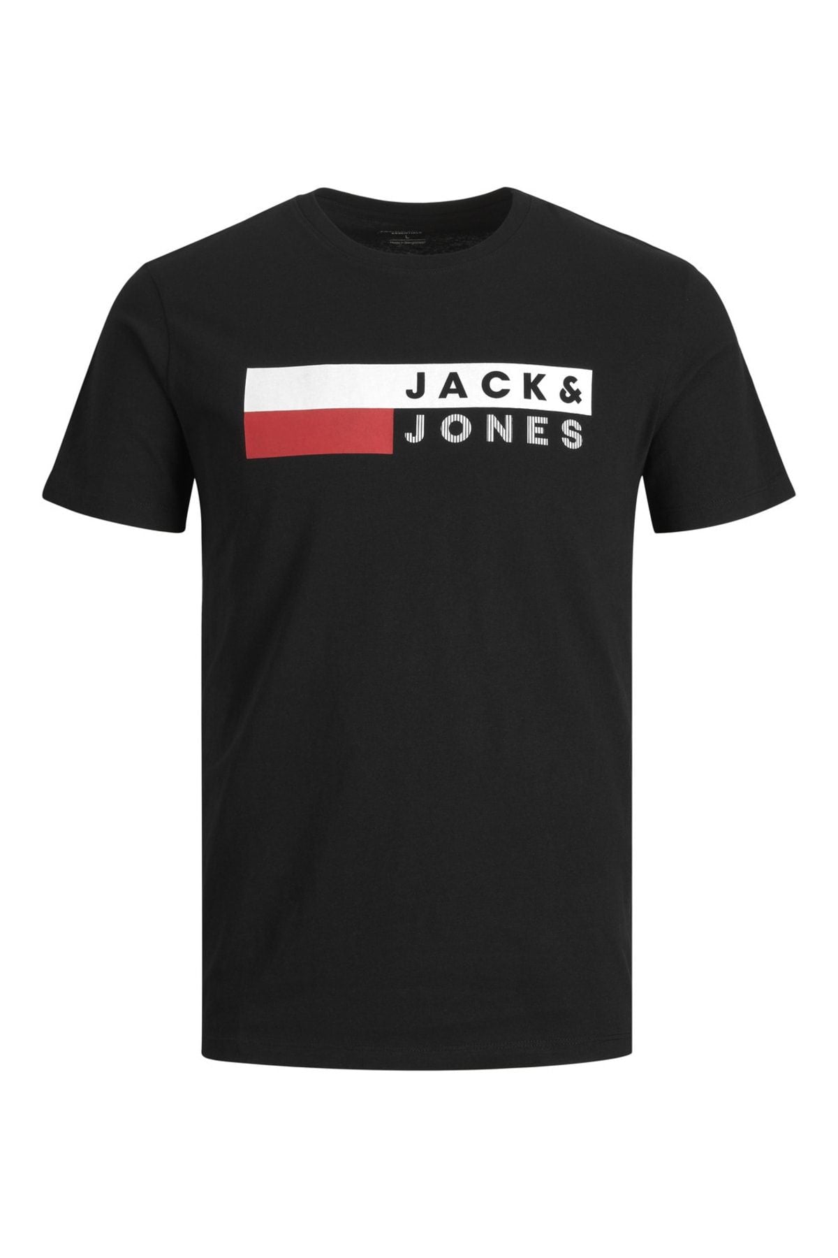 Jack Jones Erkek Pamuklu Siyah Bisiklet Yaka Büyük Beden Tişört 12158505