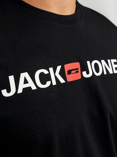 Jack Jones Erkek Pamuklu Siyah Bisiklet Yaka Tişört 12137126