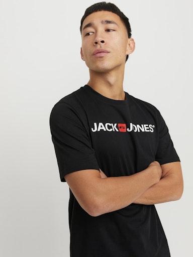 Jack Jones Erkek Pamuklu Siyah Bisiklet Yaka Tişört 12137126