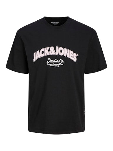 Jack Jones Erkek Pamuklu Siyah Bisiklet Yaka  Tişört 12262348