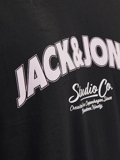 Jack Jones Erkek Pamuklu Siyah Bisiklet Yaka  Tişört 12262348