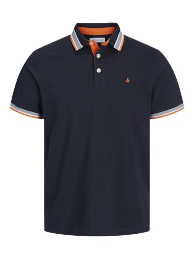 Jack Jones Erkek Pamuklu  Turuncu Yaka Polo  Lacivert Tişört 12136668