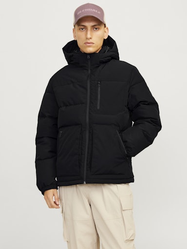 Jack Jones Erkek  Puffer Sıcak ve Rüzgar Geçirmez Tasarım Siyah Mont 12258416S