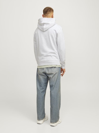 Jack Jones Erkek  Regular Fit Kanguru Cepli Yumuşak Dokulu Beyaz Kapüşonlu Sweatshirt  12262421B