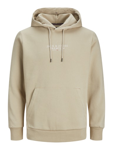Jack Jones Erkek  Regular Fit Kanguru Cepli Yumuşak Dokulu Krem Kapüşonlu Sweatshirt 12216335KR