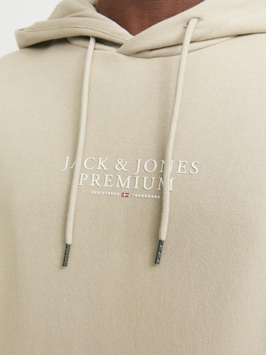 Jack Jones Erkek  Regular Fit Kanguru Cepli Yumuşak Dokulu Krem Kapüşonlu Sweatshirt 12216335KR