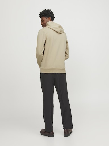 Jack Jones Erkek  Regular Fit Kanguru Cepli Yumuşak Dokulu Krem Kapüşonlu Sweatshirt 12216335KR
