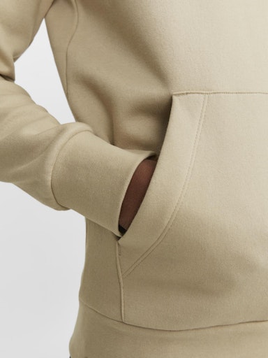 Jack Jones Erkek  Regular Fit Kanguru Cepli Yumuşak Dokulu Krem Kapüşonlu Sweatshirt 12216335KR