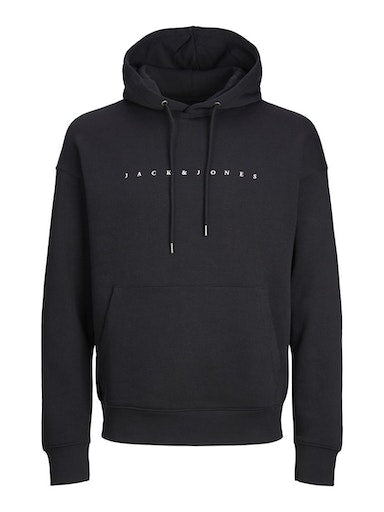 Jack Jones Erkek  Regular Fit Kanguru Cepli Yumuşak Dokulu Siyah Kapüşonlu Sweatshirt 12233972S