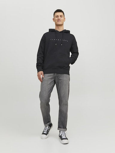 Jack Jones Erkek  Regular Fit Kanguru Cepli Yumuşak Dokulu Siyah Kapüşonlu Sweatshirt 12233972S