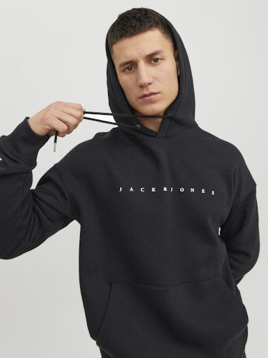 Jack Jones Erkek  Regular Fit Kanguru Cepli Yumuşak Dokulu Siyah Kapüşonlu Sweatshirt 12233972S