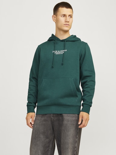 Jack Jones Erkek  Regular Fit Kanguru Cepli Yumuşak Dokulu Yeşil Kapüşonlu Sweatshirt  12216335Y