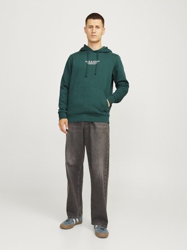 Jack Jones Erkek  Regular Fit Kanguru Cepli Yumuşak Dokulu Yeşil Kapüşonlu Sweatshirt  12216335Y