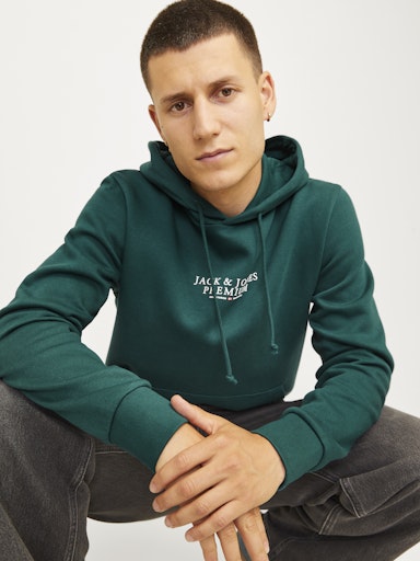 Jack Jones Erkek  Regular Fit Kanguru Cepli Yumuşak Dokulu Yeşil Kapüşonlu Sweatshirt  12216335Y