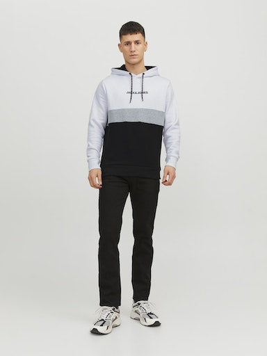 Jack Jones Erkek Regular Fit Yumuşak Dokulu Beyaz Kapüşonlu Sweatshirt 12233959B