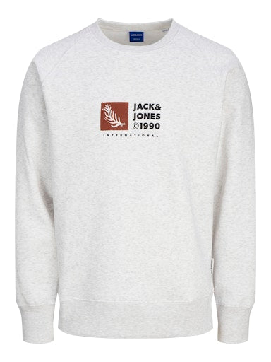 Jack Jones Erkek Relaxed Fit Bisiklet Yaka Uzun Kollu Tasarım  Beyaz Sweatshirt 12262958B