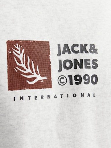 Jack Jones Erkek Relaxed Fit Bisiklet Yaka Uzun Kollu Tasarım  Beyaz Sweatshirt 12262958B