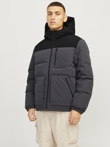 Jack Jones Erkek Rüzgar Geçirmez Asphalt Gri Puffer Mont 12258416G