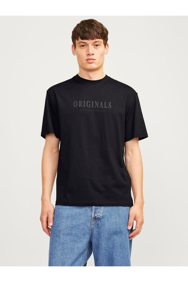 JACK JONES Erkek SİYAH Crew Neck Tişört 12262494