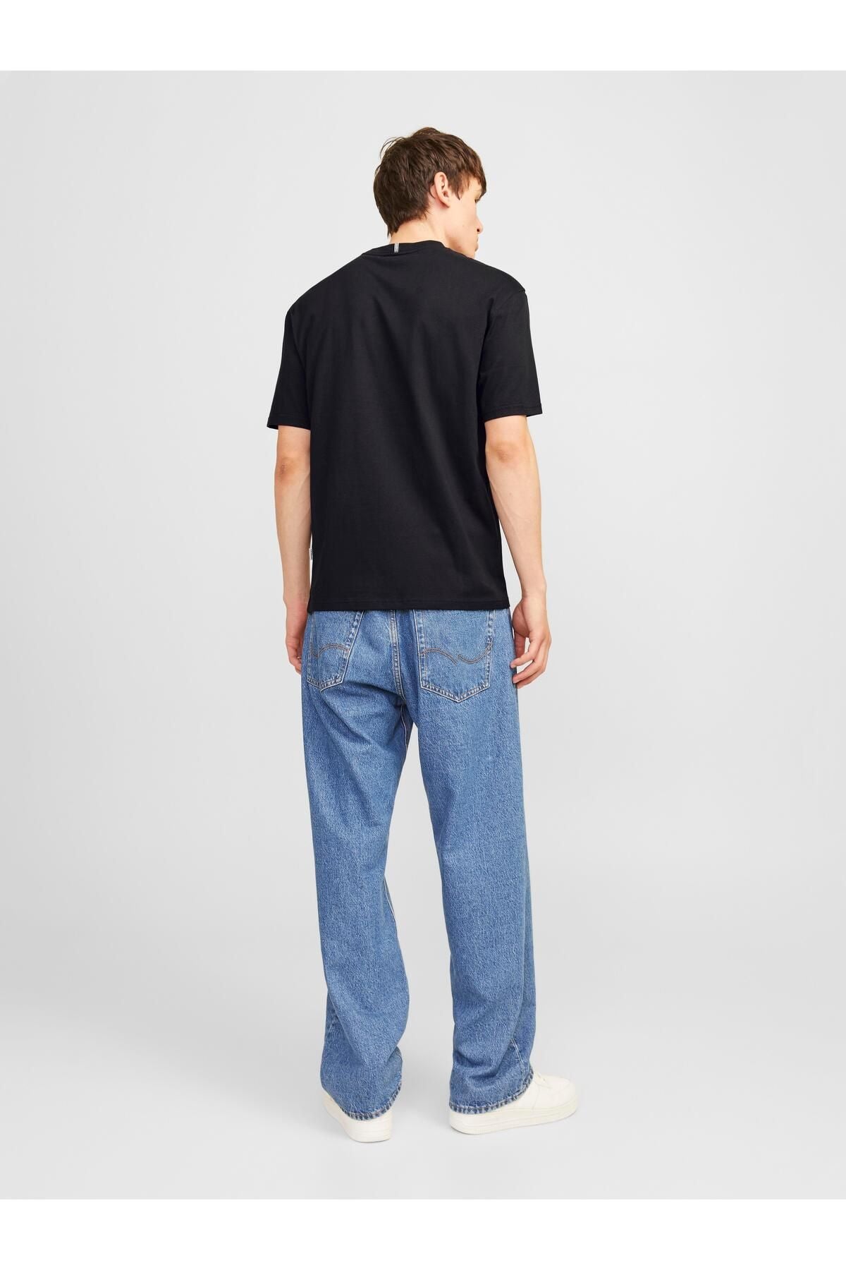 JACK JONES Erkek SİYAH Crew Neck Tişört 12262494