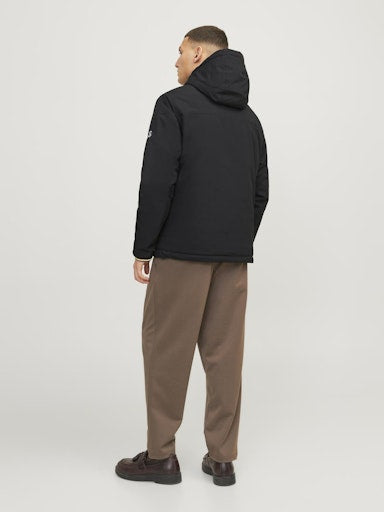 Jack Jones Erkek Siyah Kapüşonlu Rüzgar Geçirmez Hafif Mont 12240201S