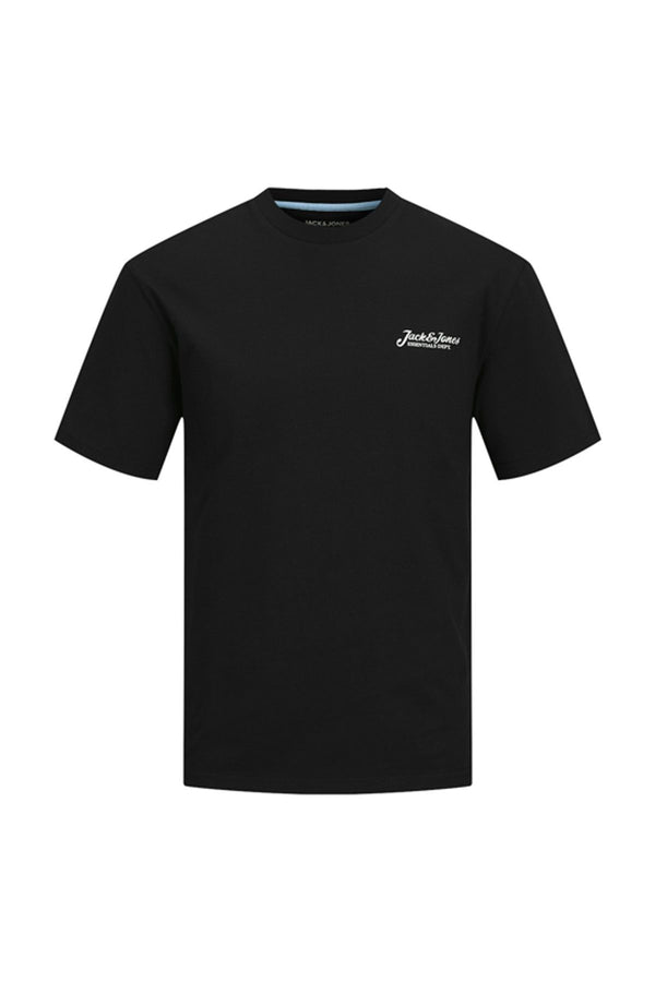 JACK JONES Erkek SİYAH Ön Baskılı Crew Neck Kısa Kollu Tişört 12275012