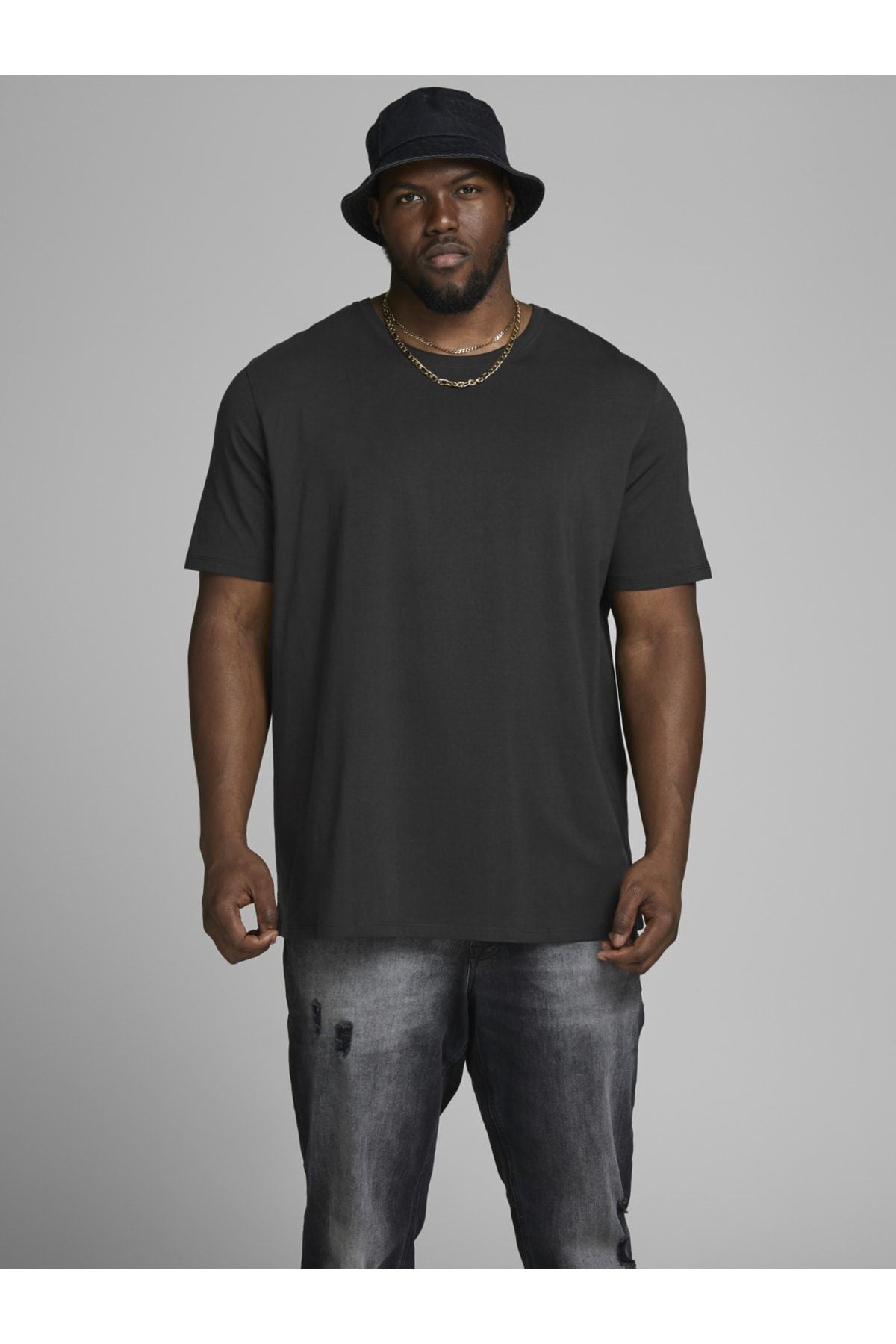 JACK JONES Erkek SİYAH Pamuklu Tişört 12158482