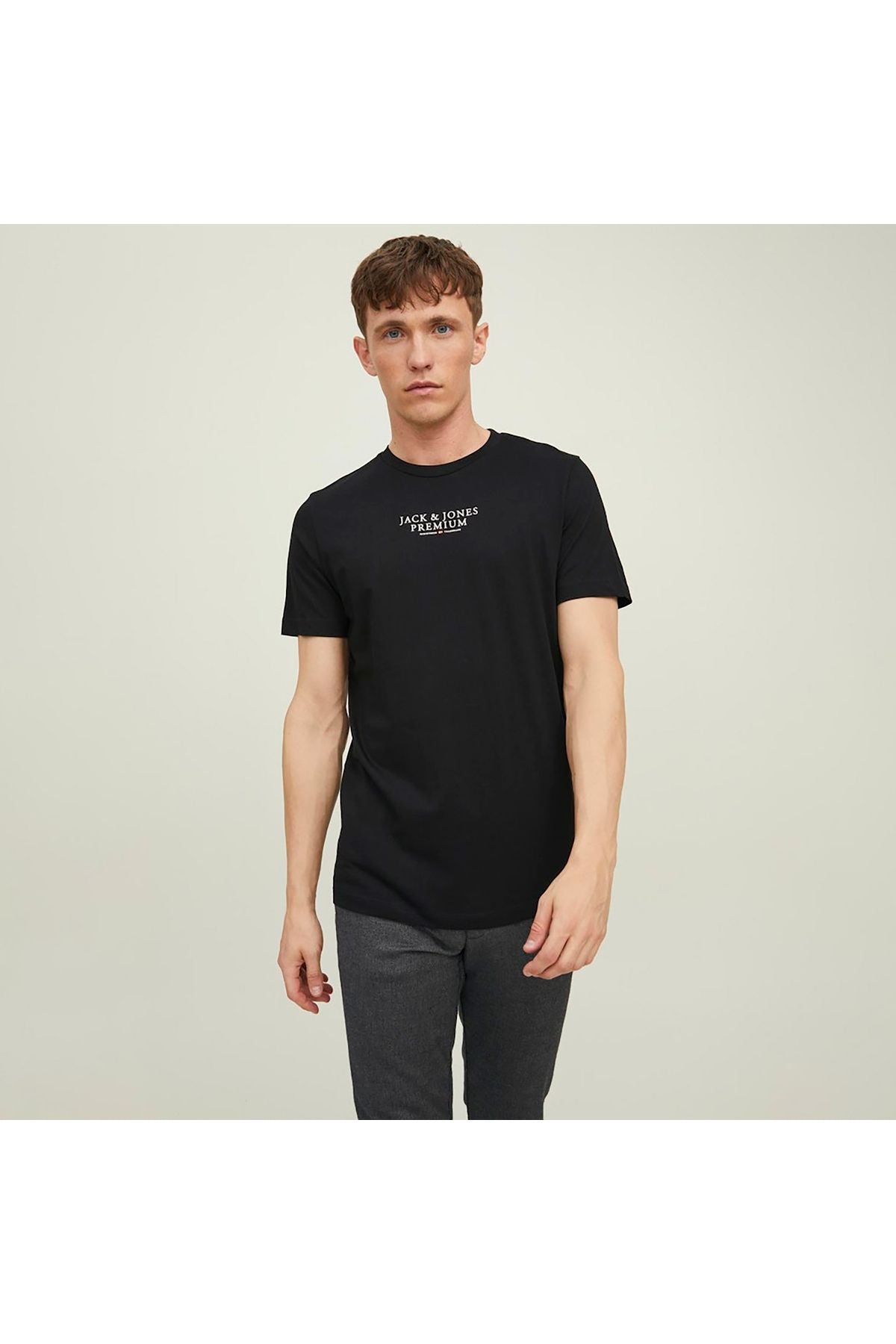 JACK JONES Erkek SİYAH Pamuklu Tişört 12217167
